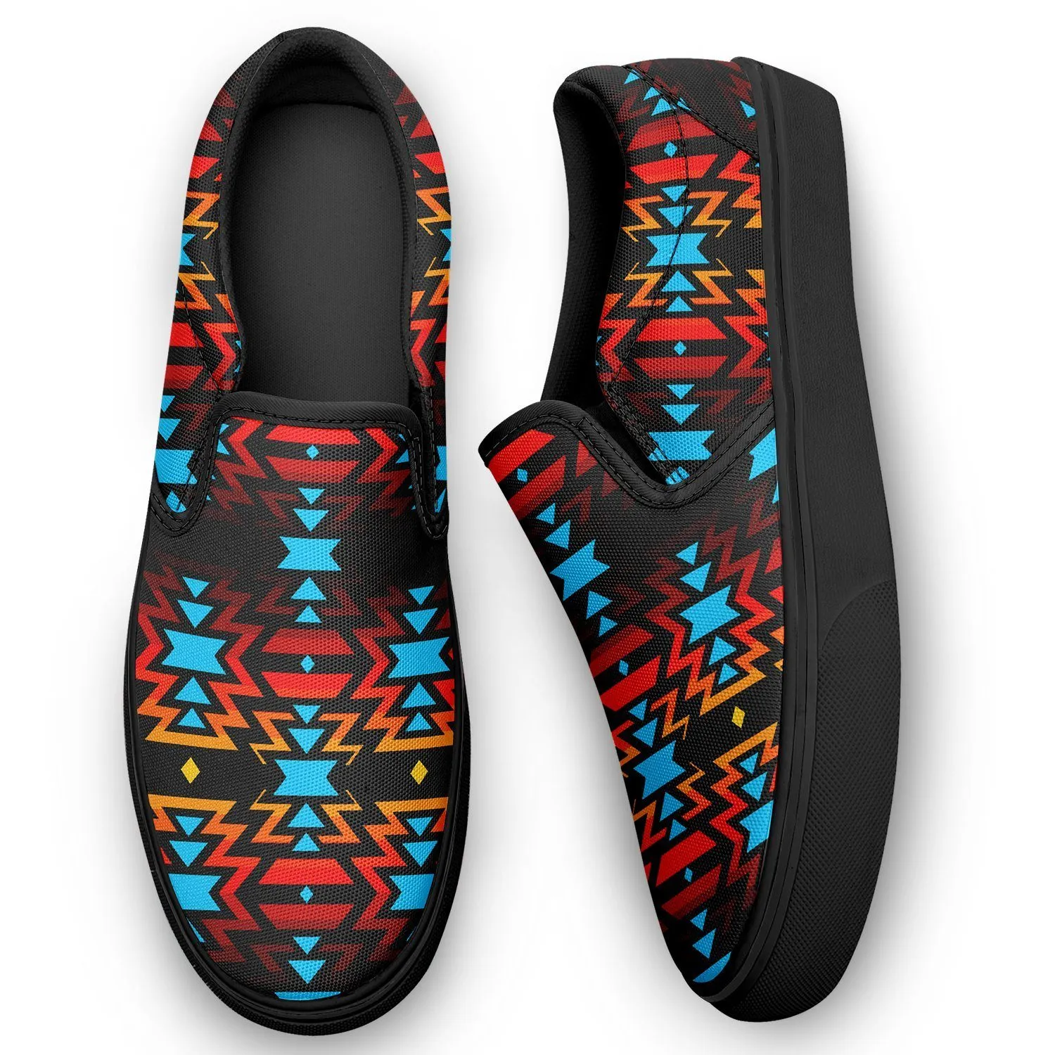 Black Fire and Sky Otoyimm Kid's Canvas Slip On Shoes