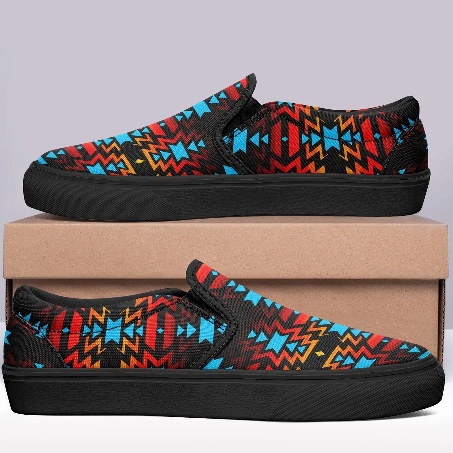 Black Fire and Sky Otoyimm Kid's Canvas Slip On Shoes