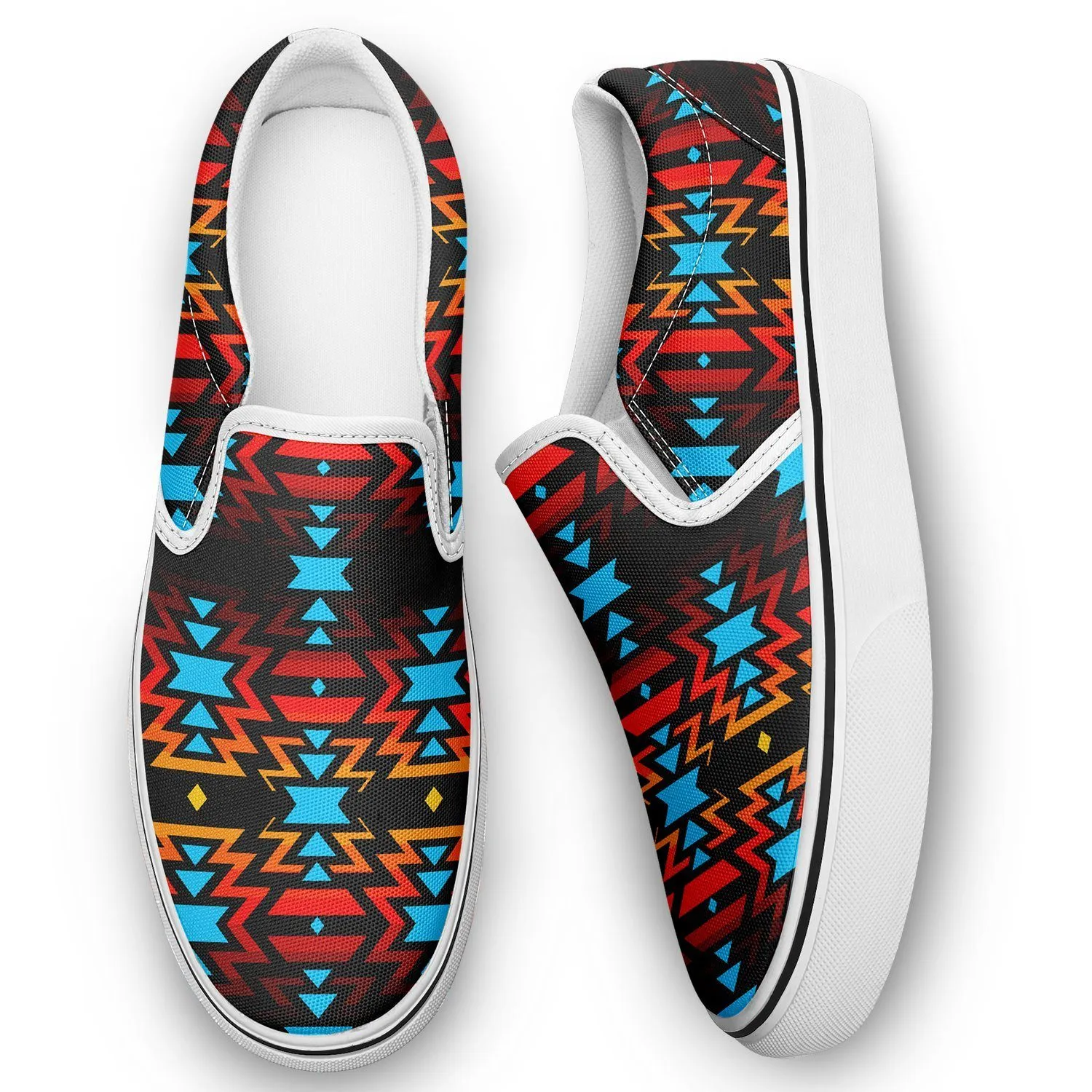 Black Fire and Sky Otoyimm Kid's Canvas Slip On Shoes