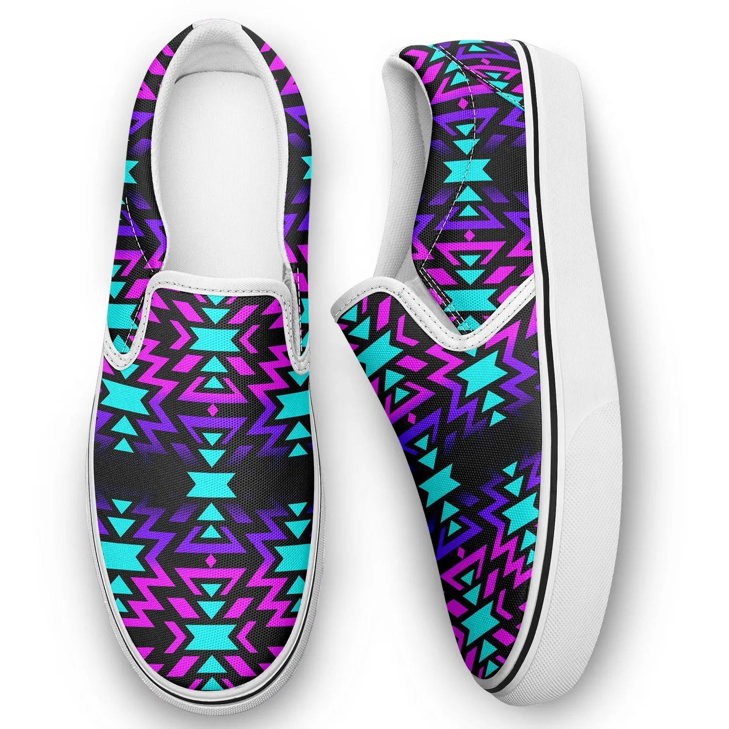 Black Fire Winter Sunset Otoyimm Kid's Canvas Slip On Shoes