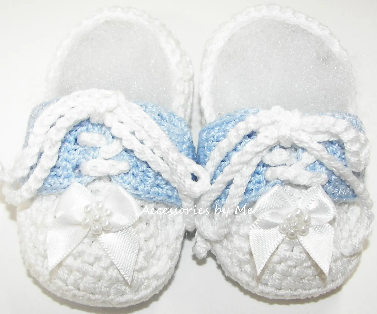 Blue White Oxford Crochet Booties