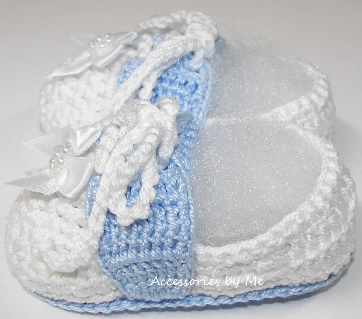 Blue White Oxford Crochet Booties