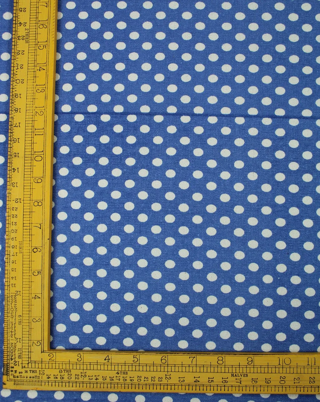 Blue White Polka Dot Design Cotton Canvas Fabric