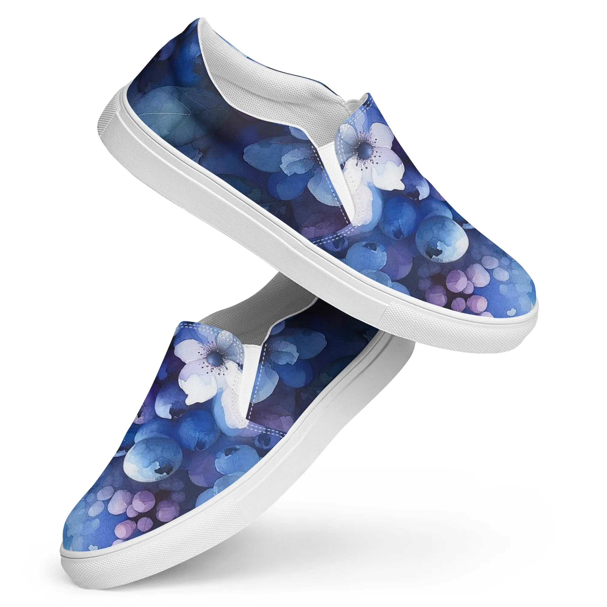 Blueberry Blossoms Women’s slip-on canvas shoes