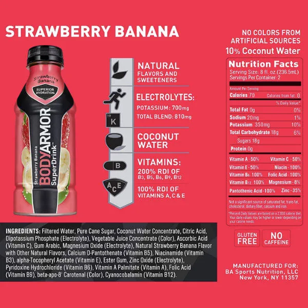 BodyArmor Sports Drink, Strawberry Banana, 16 Fl. oz.