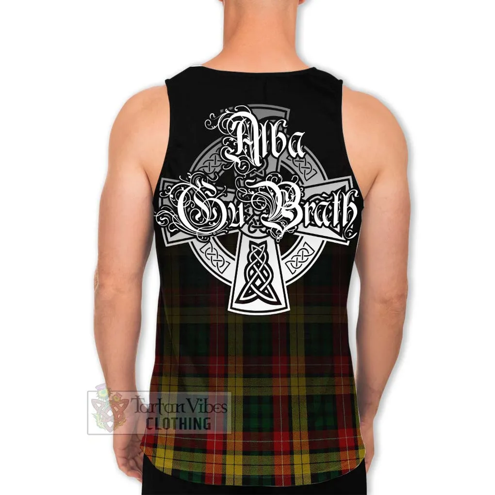 Buchanan Tartan Men's Tank Top Featuring Alba Gu Brath Family Crest Celtic Inspired