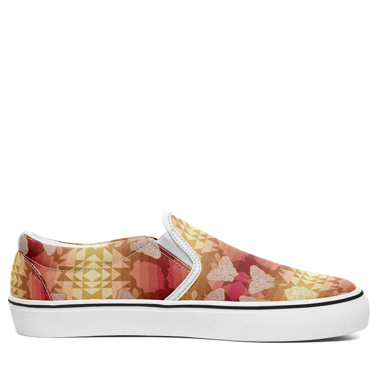 Butterfly and Roses on Geometric Otoyimm Kid's Canvas Slip On Shoes