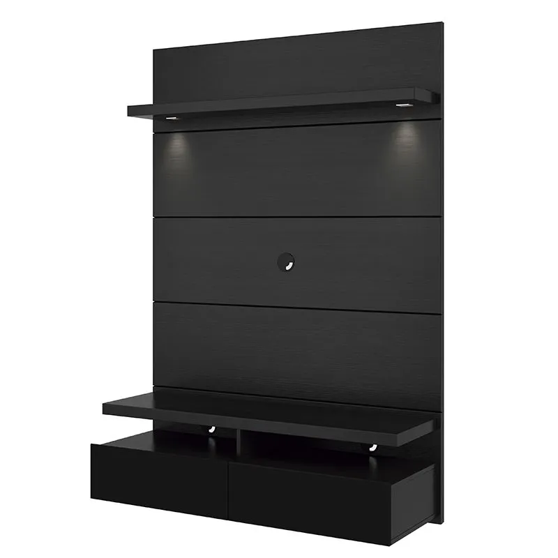 Cabrini 1.2 Floating Wall Theater Entertainment Center in Black Gloss and Black Matte