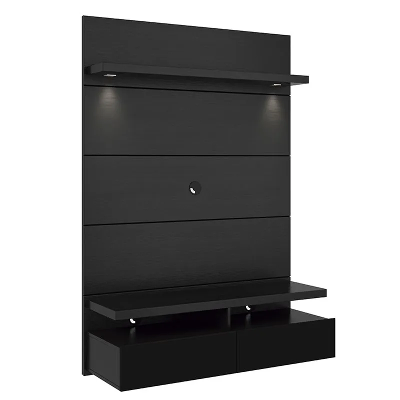 Cabrini 1.2 Floating Wall Theater Entertainment Center in Black Gloss and Black Matte