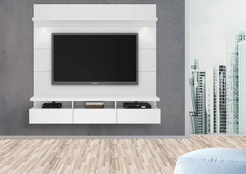 Cabrini 1.8 Floating Wall Theater Entertainment Center in White Gloss