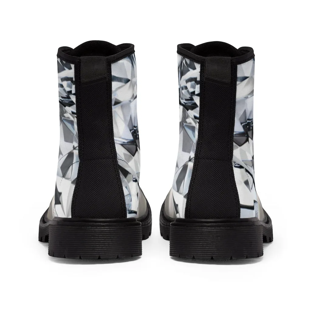 Canvas Boots AL BLUE DESIGNED ART DIAMONDS