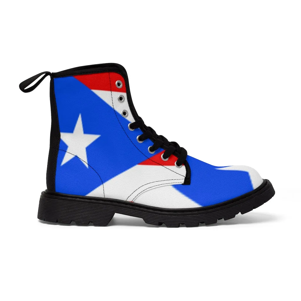 Canvas Boots AL BLUE DESIGNED  PUERTO RICAN STYLE