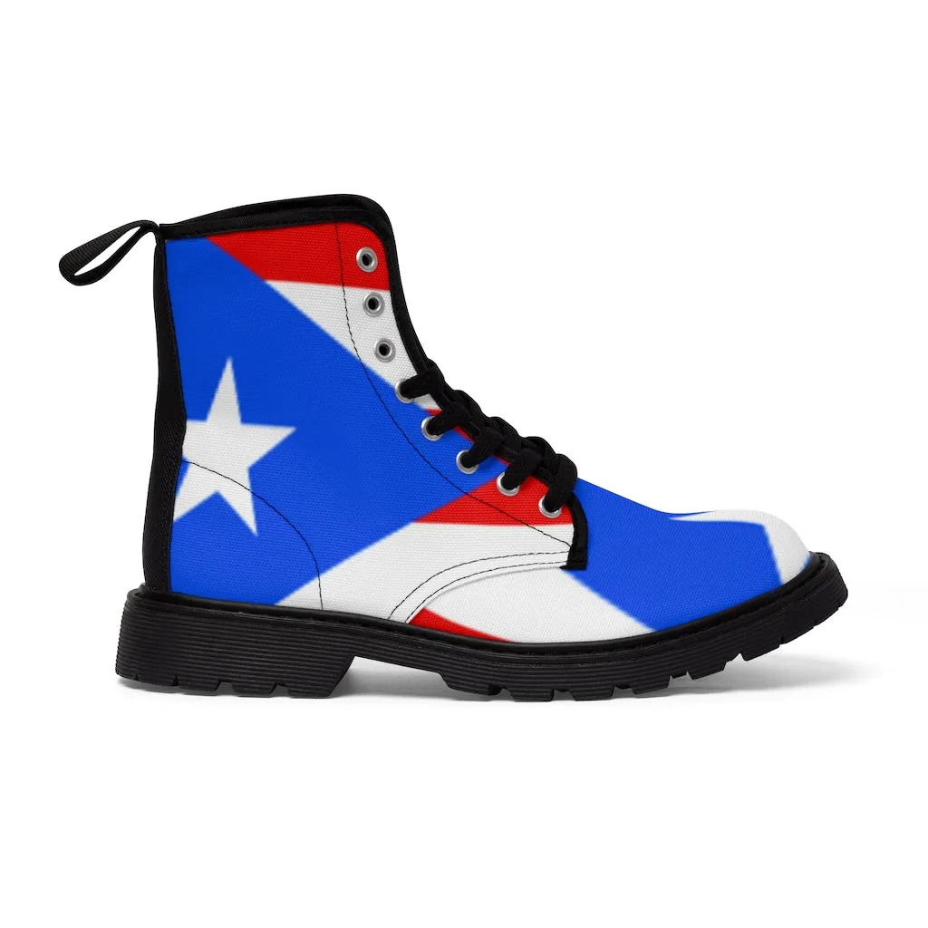 Canvas Boots AL BLUE DESIGNED  PUERTO RICAN STYLE