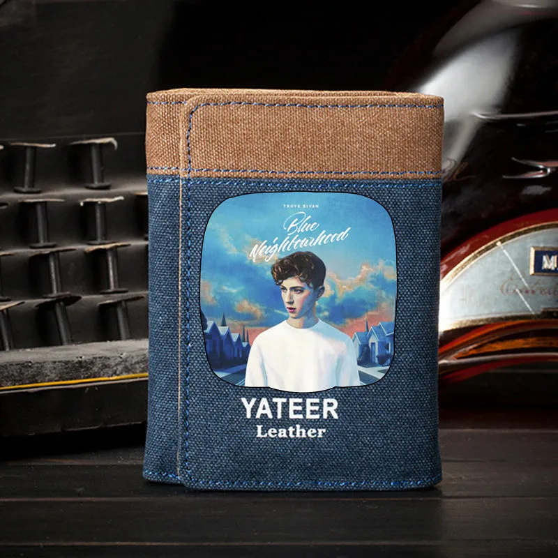 Canvas Wallet Men's Troye Xiwen Fashion Brand Multiple Card Slots Retro Student Fashion Korean Style Tri-Fold Small Wallet