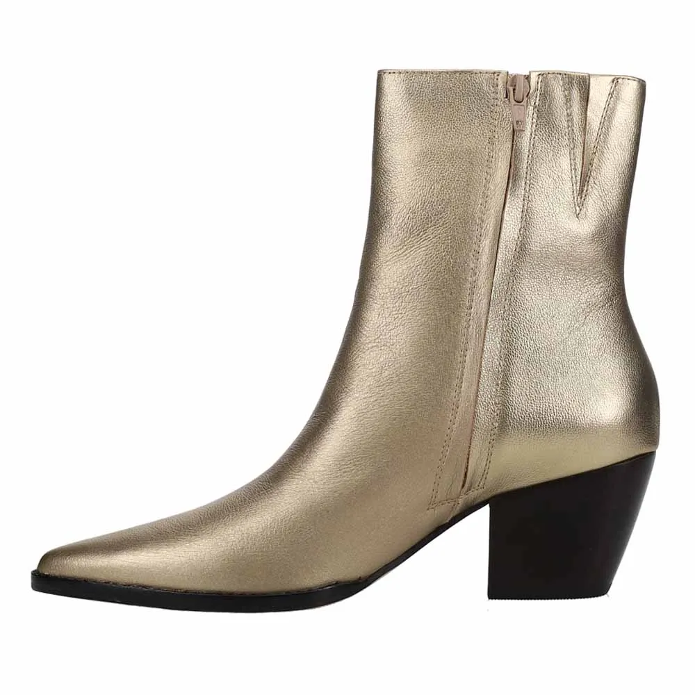 Caty Metallic Pointed Toe Zippered Booties