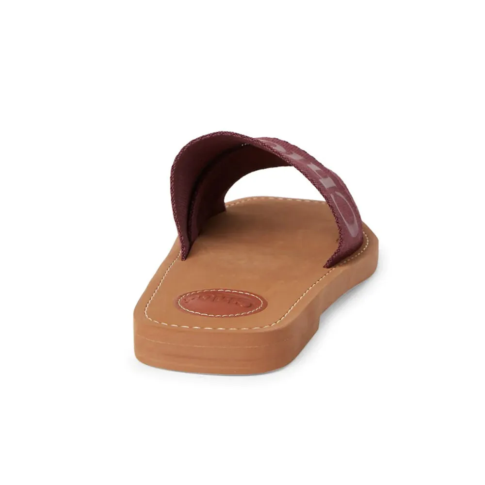 Chloe Women's Leather Flat Sandal in Obscure Purple