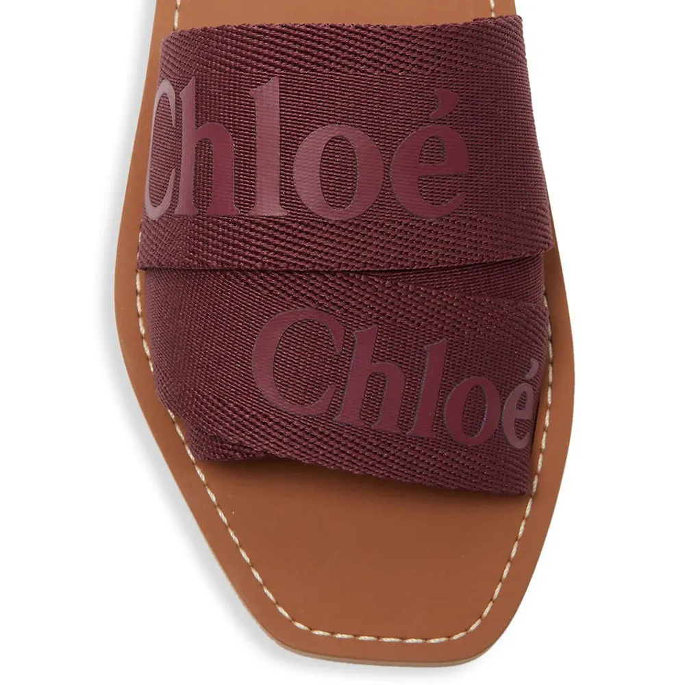 Chloe Women's Leather Flat Sandal in Obscure Purple