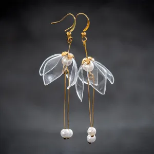 Clear Lily Double-Drop Earrings