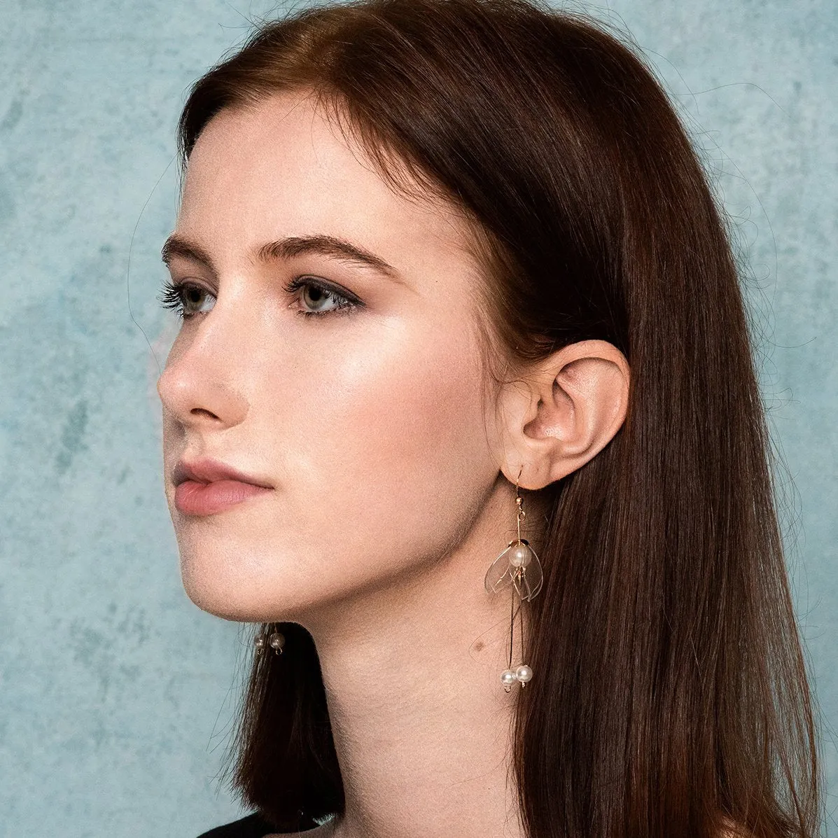 Clear Lily Double-Drop Earrings