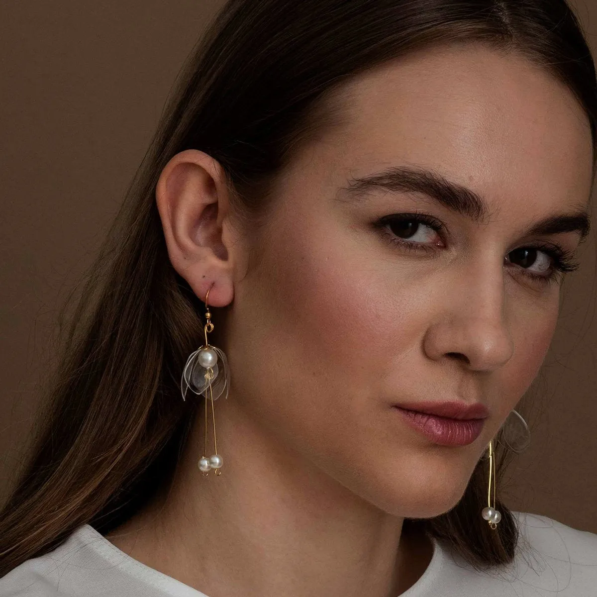 Clear Lily Double-Drop Earrings