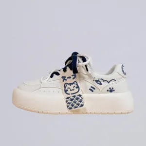 *CLEARANCE* Ultra Kawaii Kitty Colorblock White Sneakers - Women's