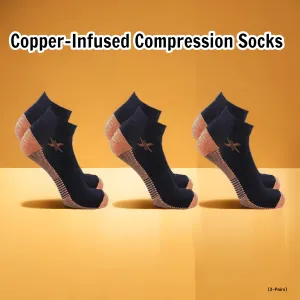 Copper-Infused Compression Socks - Low Cut (3-Pair Pack) Small/Medium