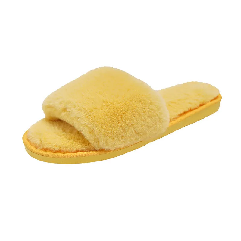 Cozy Plush Non-Slip Indoor Open-Toe Furry House Slippers Shoes