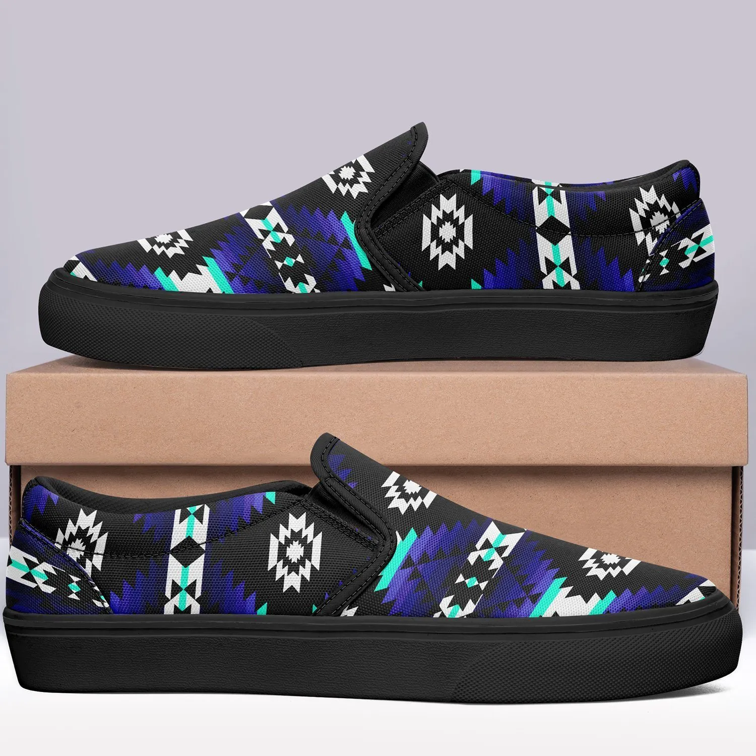 Cree Confederacy Midnight Otoyimm Kid's Canvas Slip On Shoes