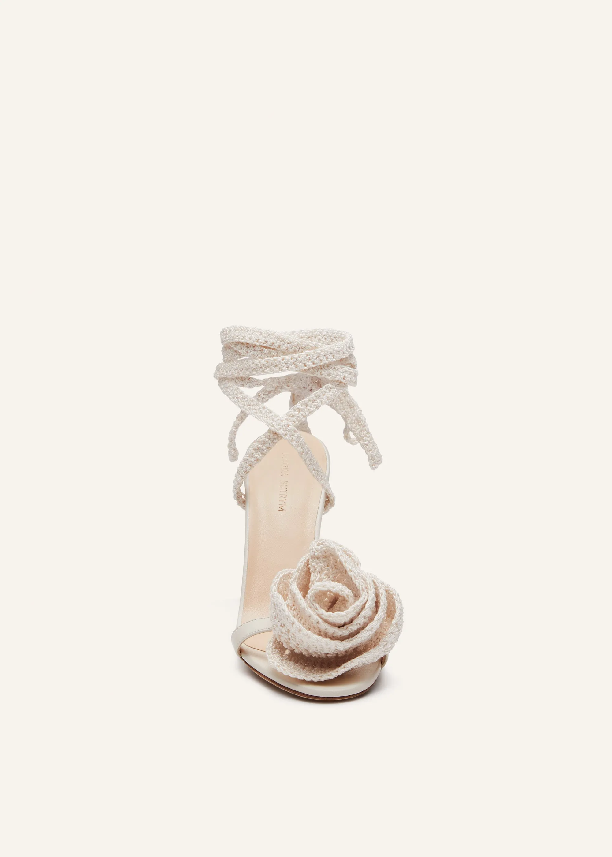 Crochet flower sandals in cream