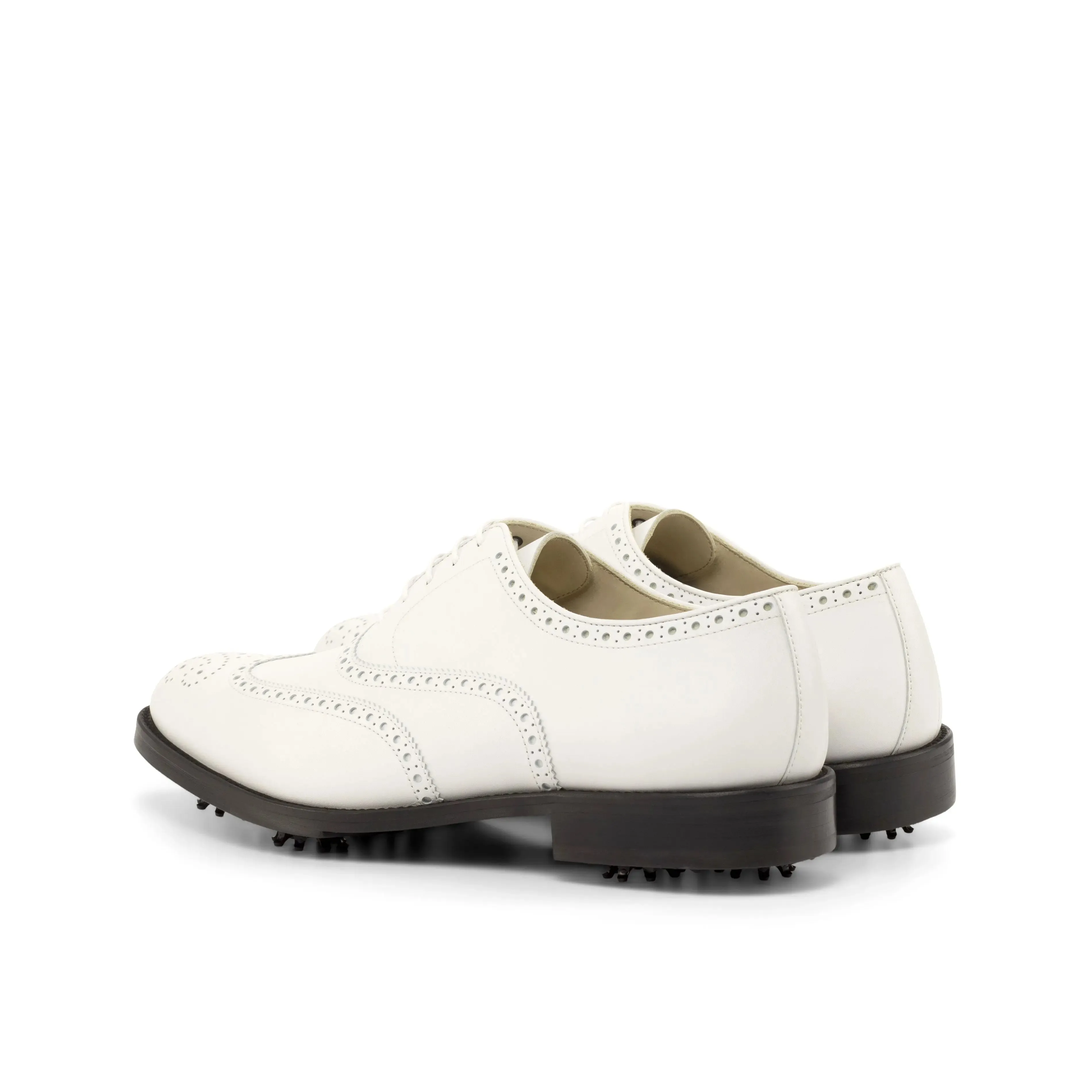 DapperFam Aeron Golf in White Men's Italian Leather Full Brogue