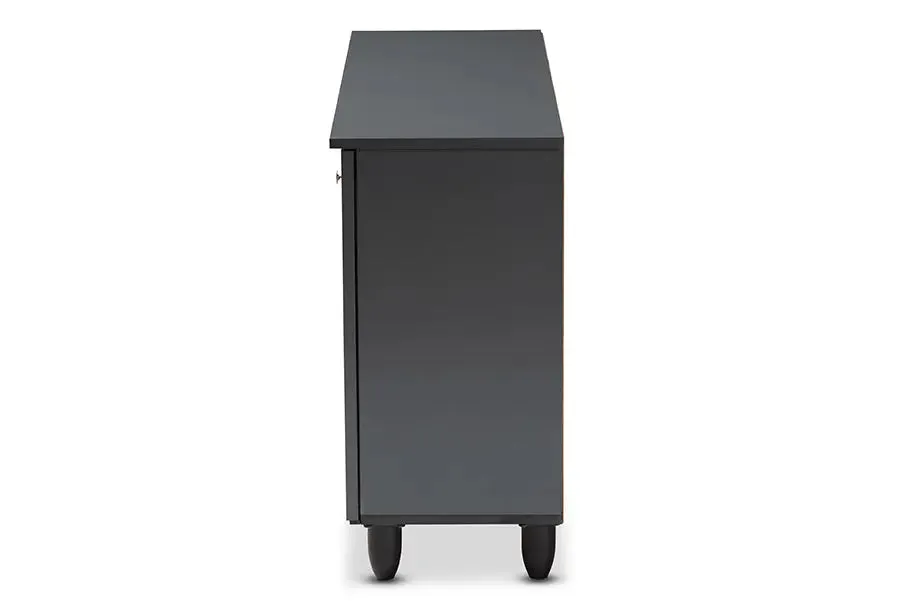 Dariell Dark Gray 3-Door Wooden Entryway Shoe Storage Wide Cabinet