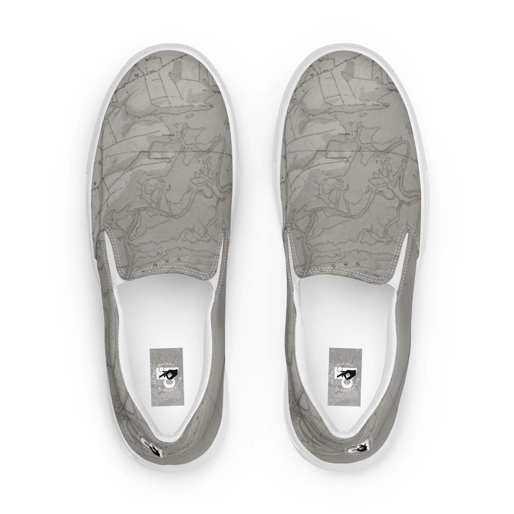 Descendants of the Island JI Map Heather Grey Women’s slip-on canvas shoes