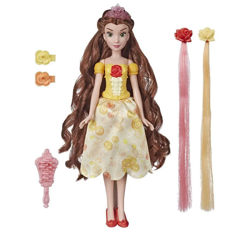 Disney Hair Style Creations Belle Fashion Doll, Hair Styling Play Toy with Brush,Hair Clips,Hair Extensions