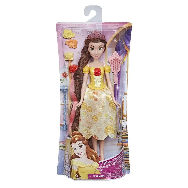 Disney Hair Style Creations Belle Fashion Doll, Hair Styling Play Toy with Brush,Hair Clips,Hair Extensions