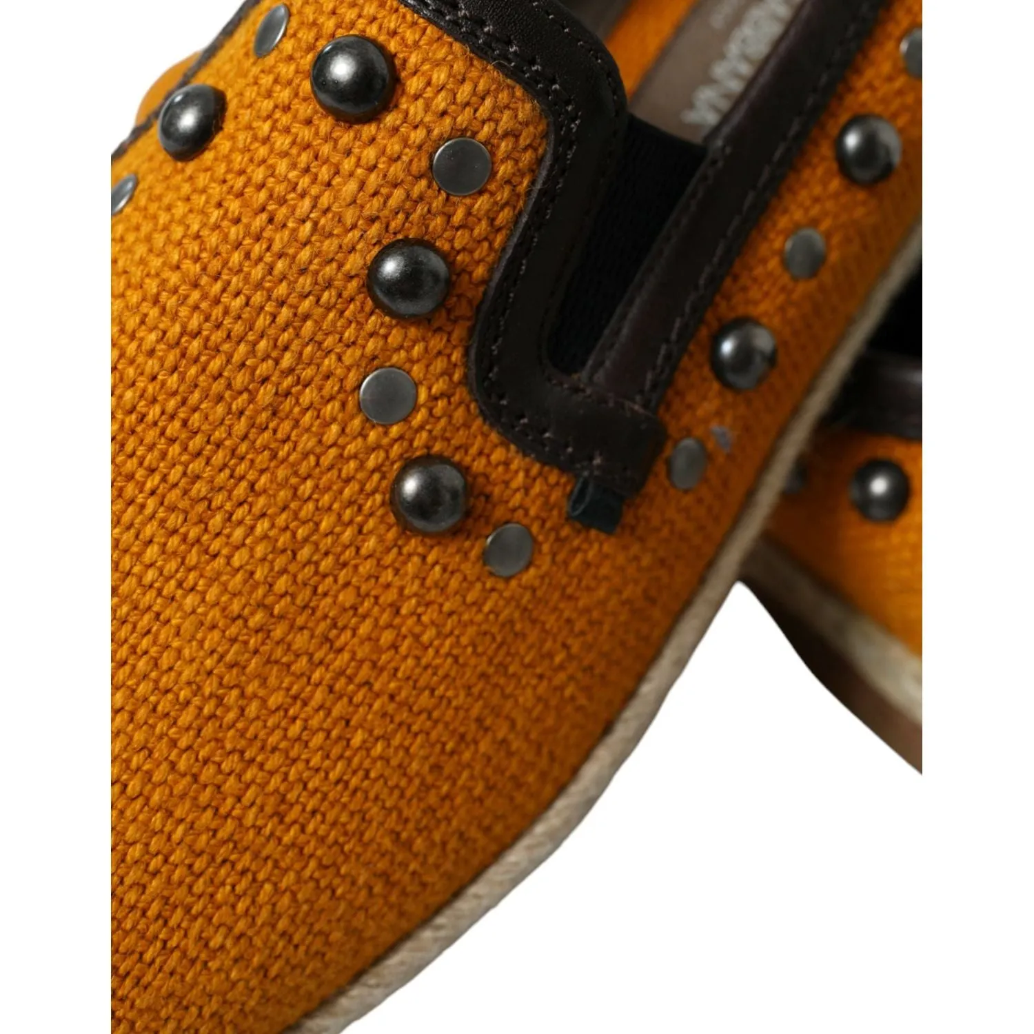 Dolce & Gabbana Exclusive Orange Canvas Loafers with Studs