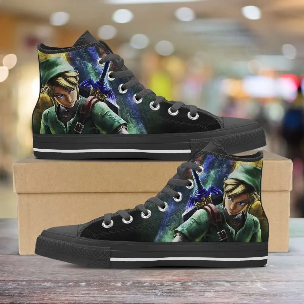 Fan Art Inspired by Legend of Zelda Video Game Series Canvas High Top Shoes