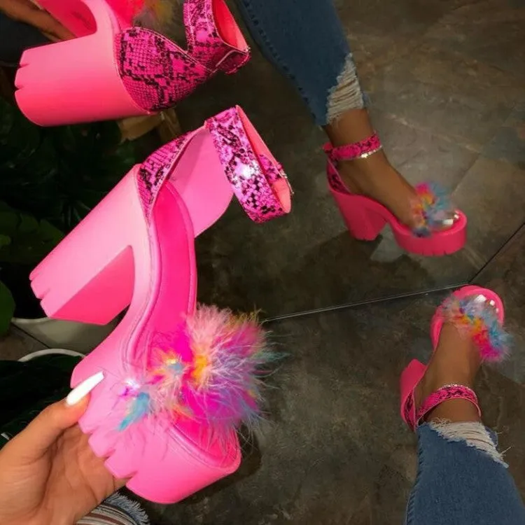 Fashion Thick-heeled High-heeled Sandals Women