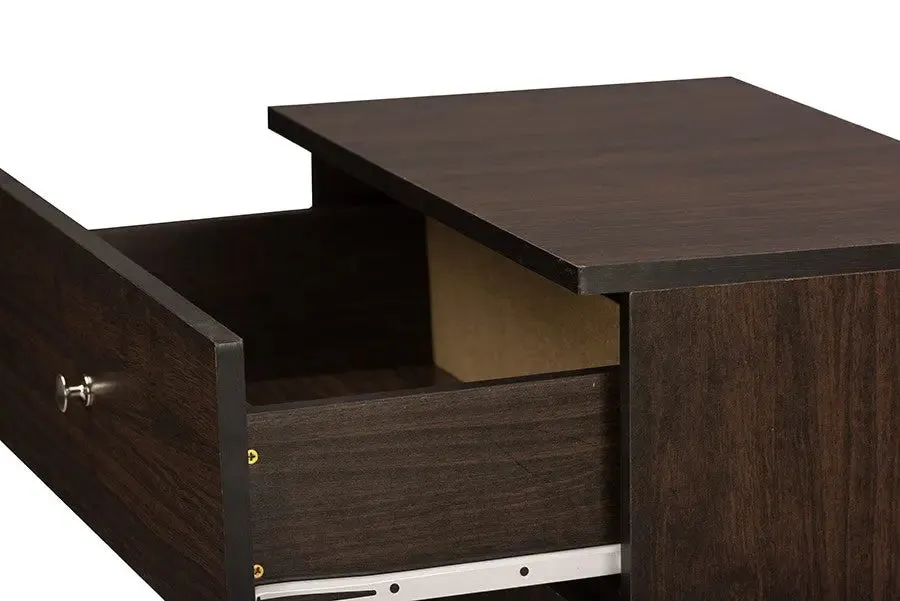 Felda Dark Brown Modern Shoe Cabinet with 2 Doors and Drawer