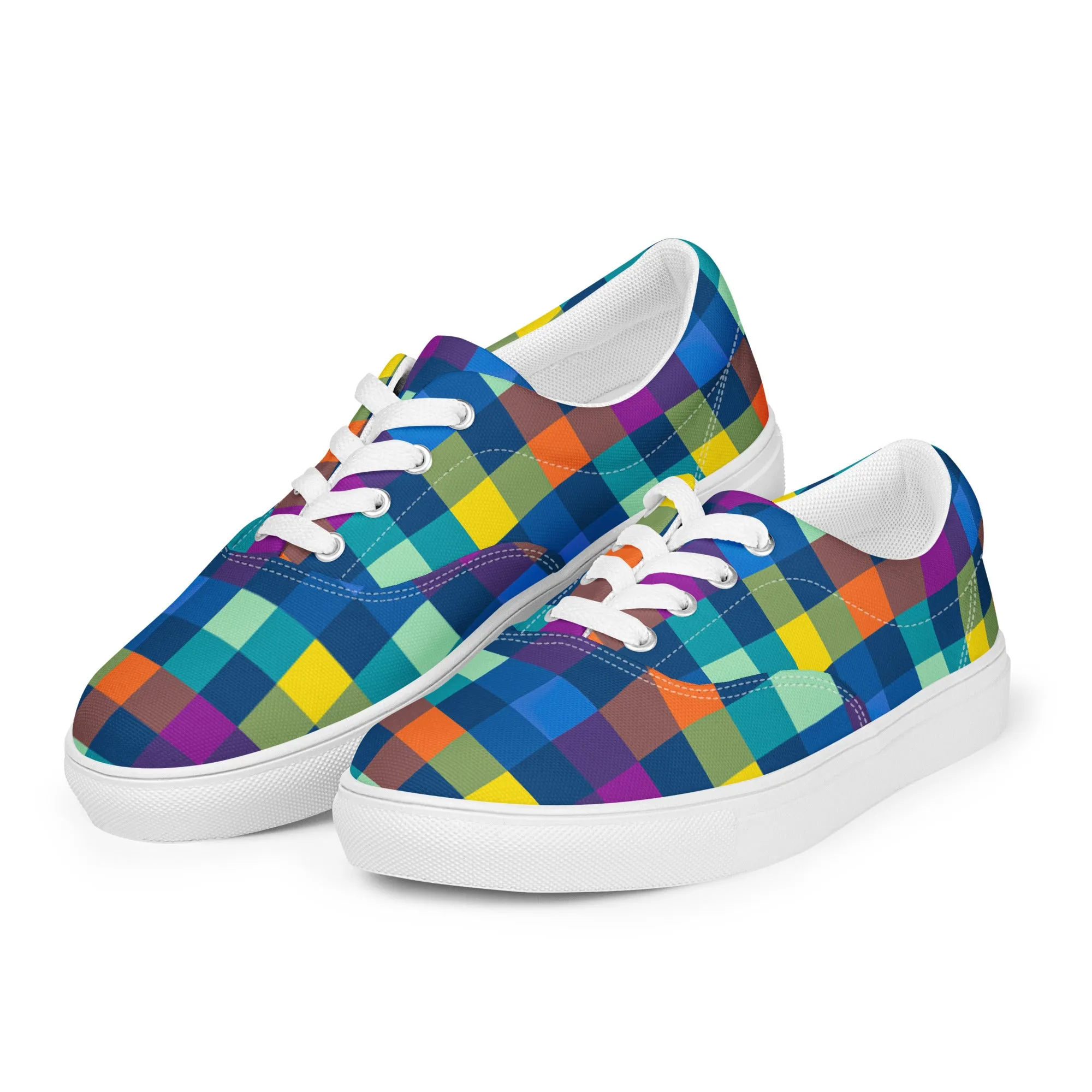 Festive Pixel Women’s lace-up canvas shoes