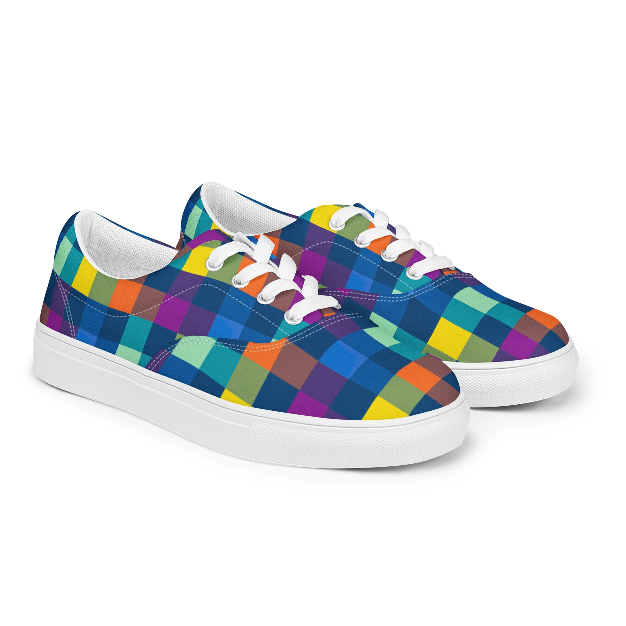 Festive Pixel Women’s lace-up canvas shoes