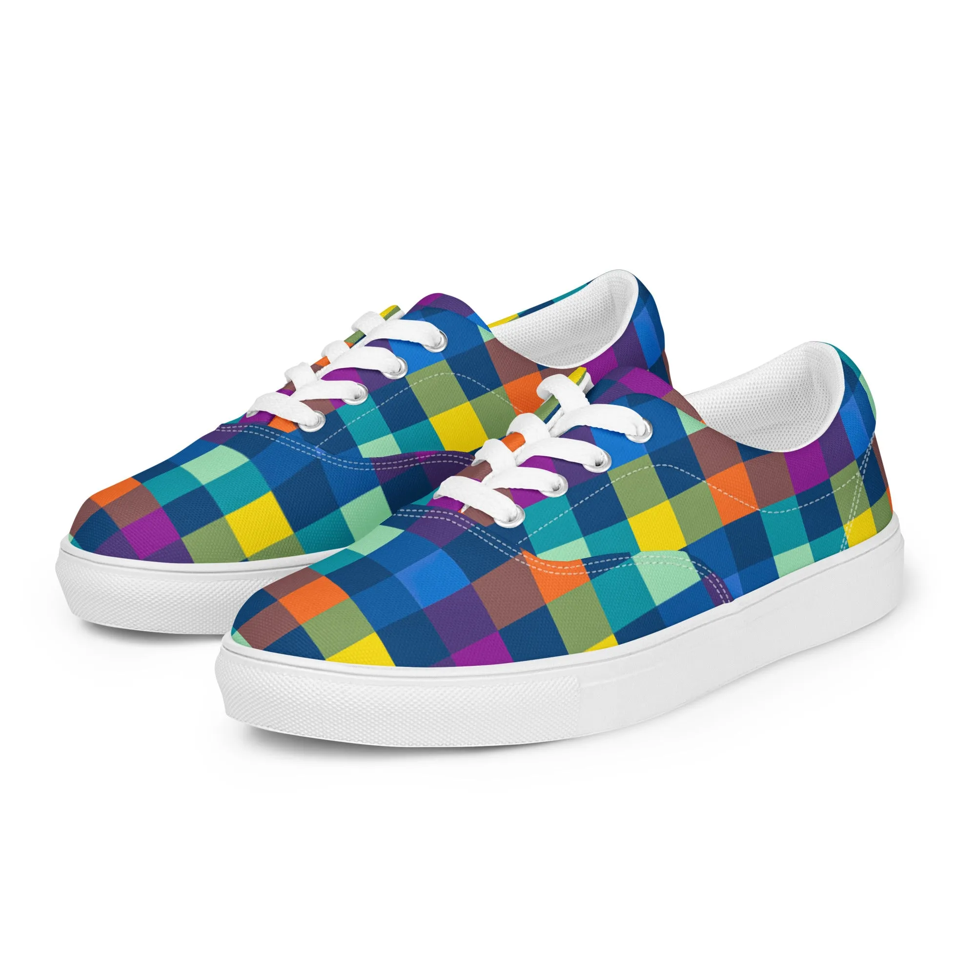 Festive Pixel Women’s lace-up canvas shoes