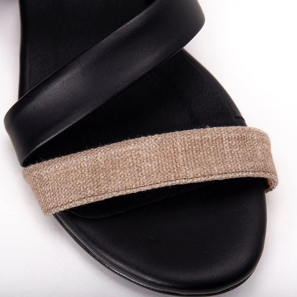 Finna Women's Vegan Apple Leather Sandals | Black