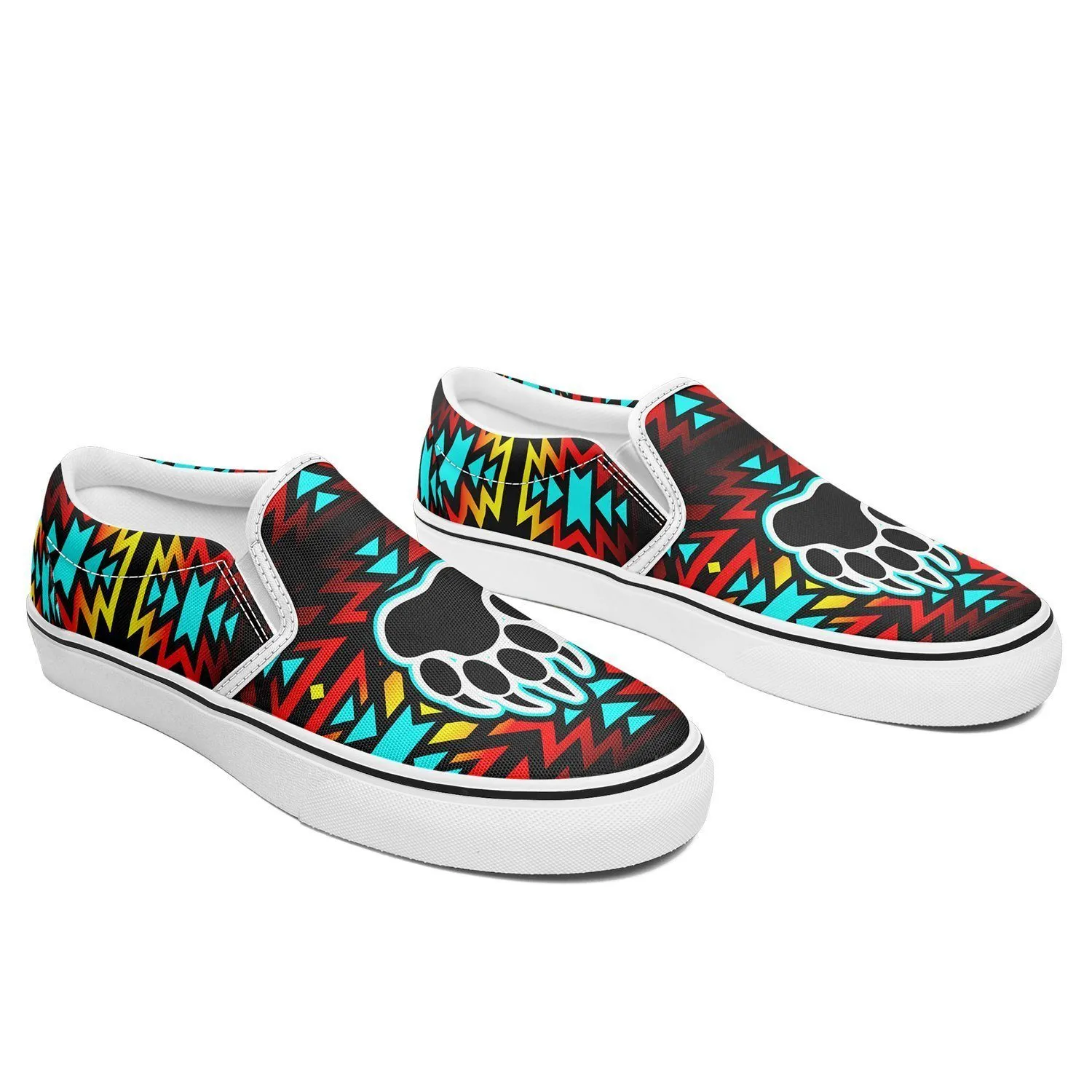 Fire Colors and Turquoise Bearpaw Otoyimm Kid's Canvas Slip On Shoes