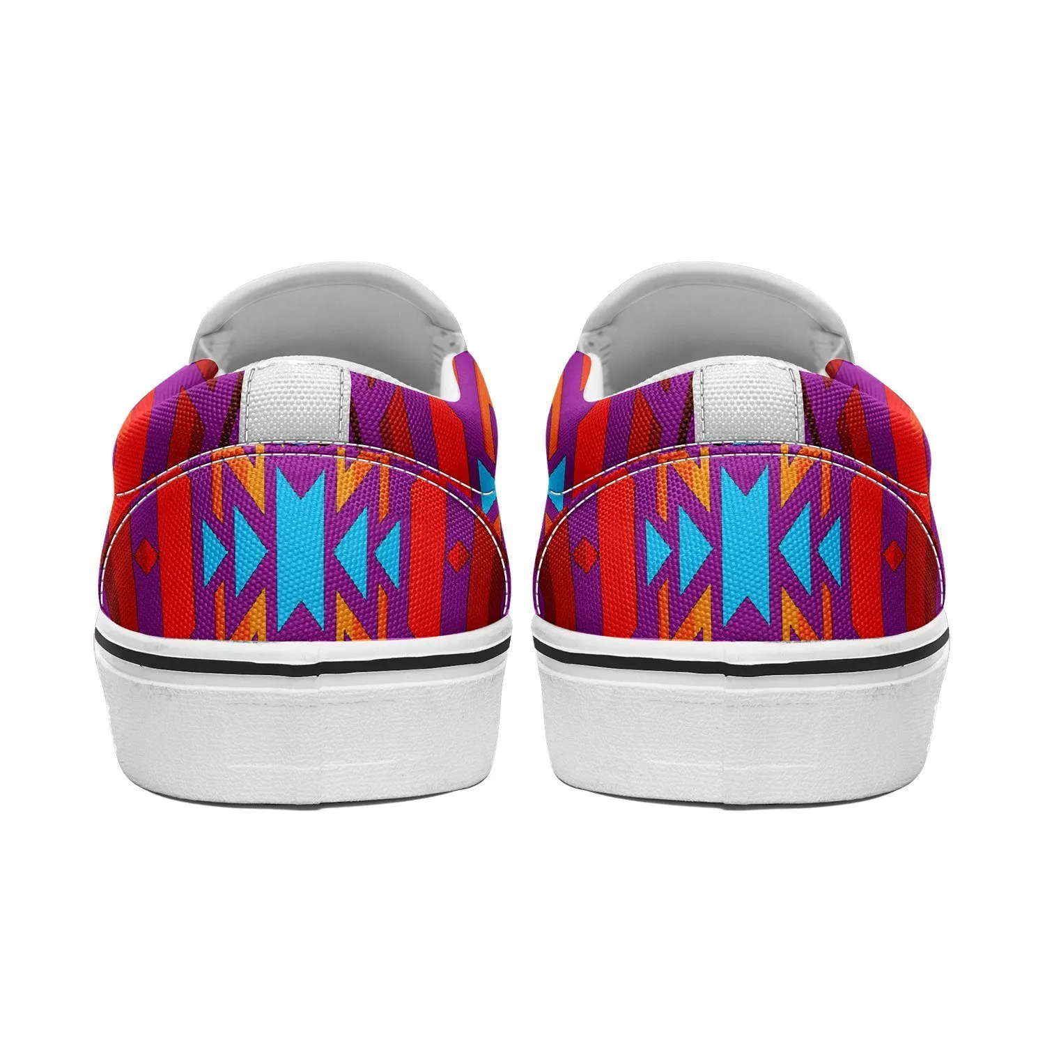 Fire Colors and Turquoise Purple Otoyimm Kid's Canvas Slip On Shoes