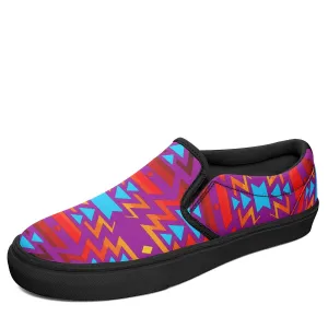 Fire Colors and Turquoise Purple Otoyimm Kid's Canvas Slip On Shoes