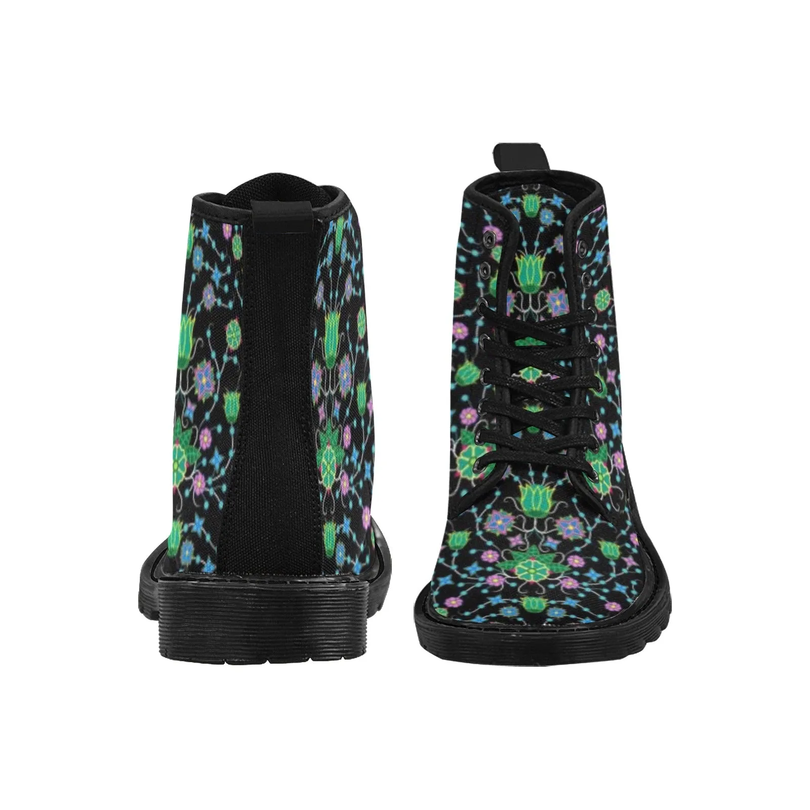 Floral Damask Garden Boots for Women (Black)