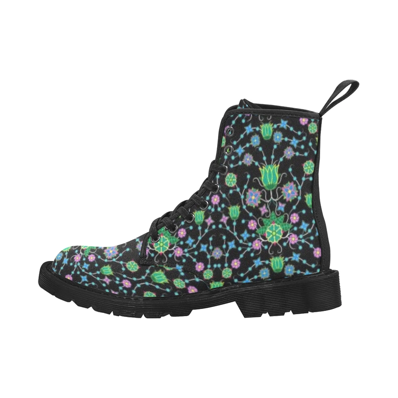 Floral Damask Garden Boots for Women (Black)