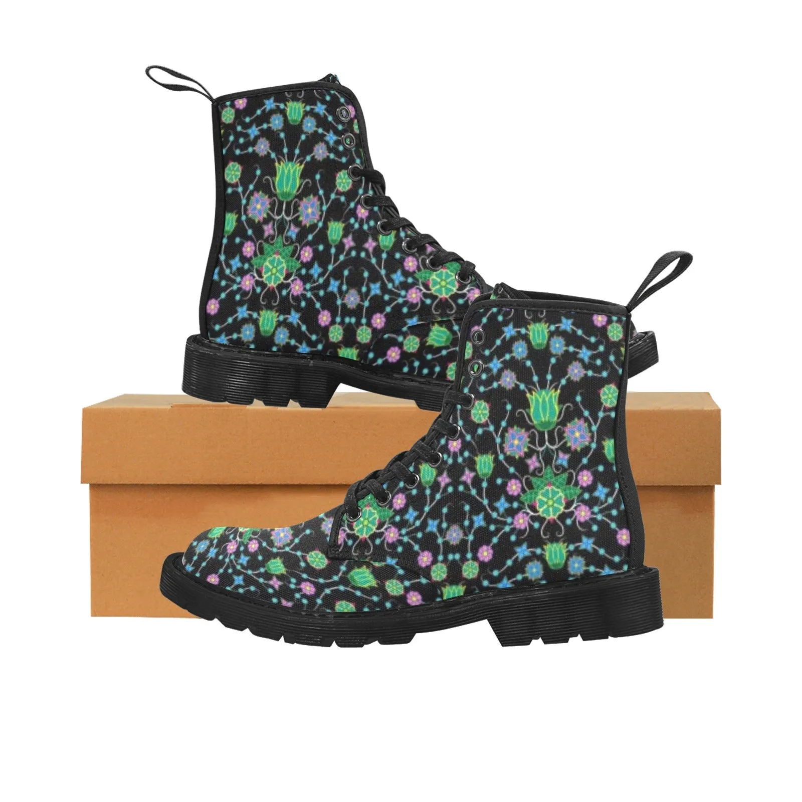 Floral Damask Garden Boots for Women (Black)