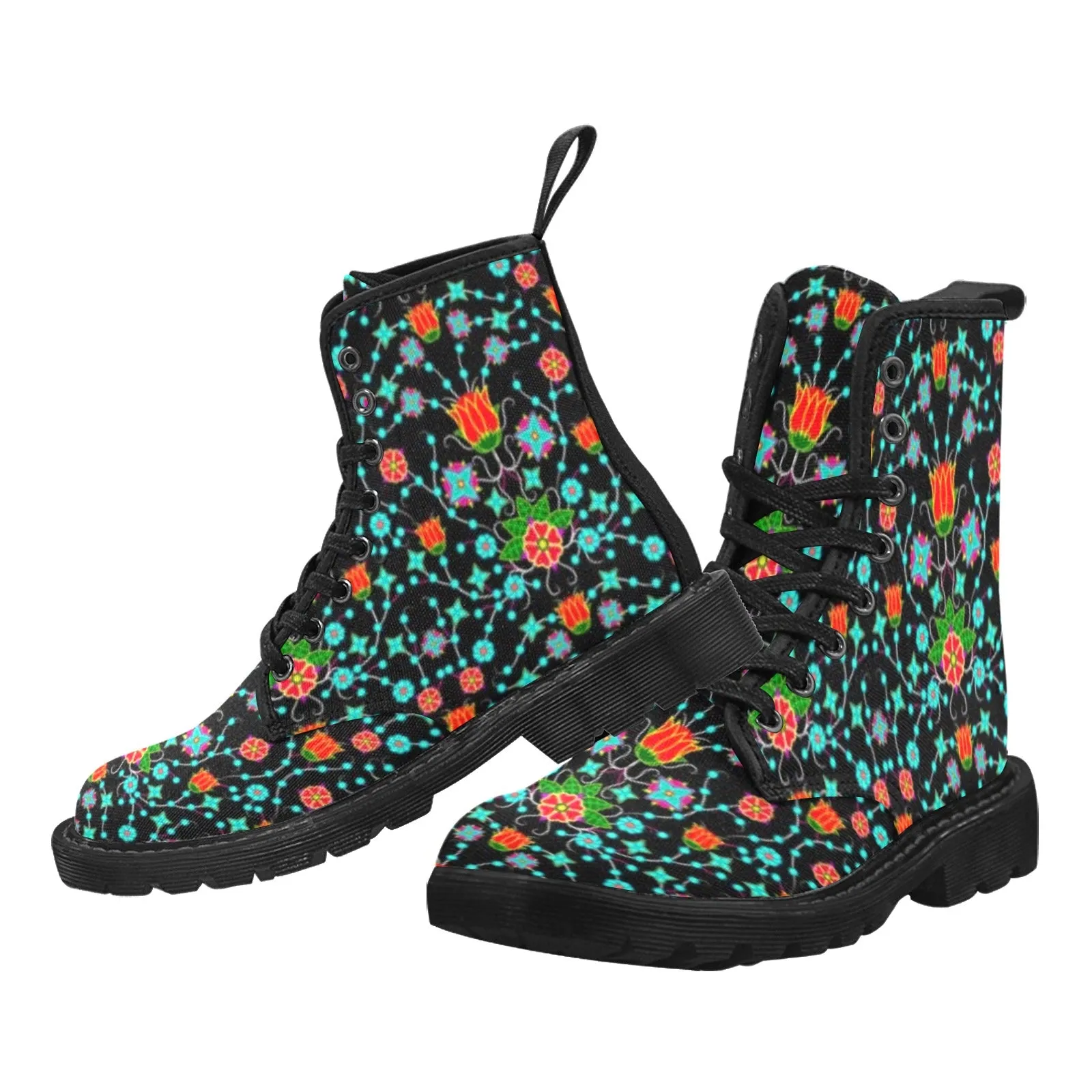 Floral Damask Upgrade Boots for Men (Black)