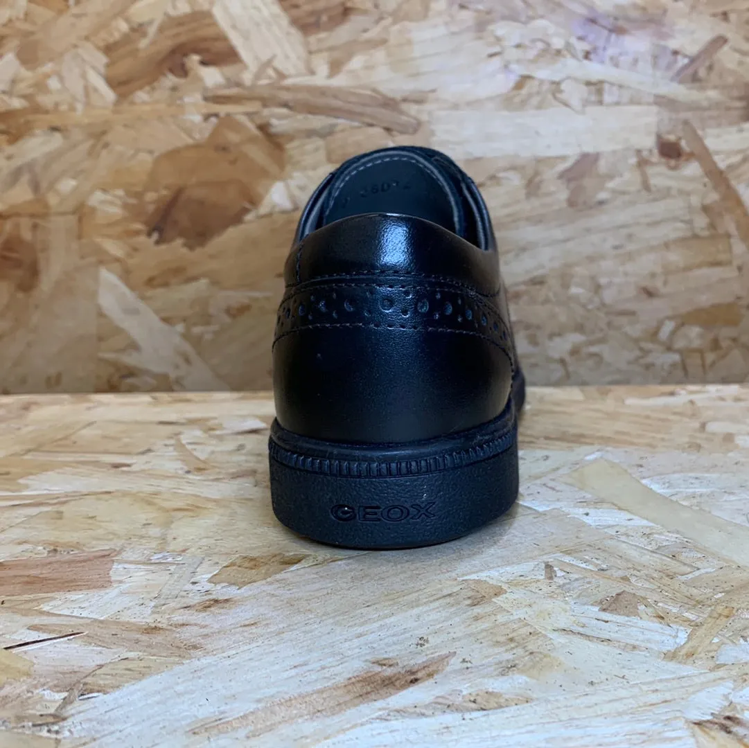 Geox Kids Federico A Smooth Leather School Shoe - Black